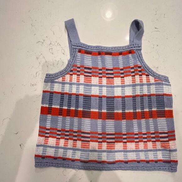 Banana Republic Crochet Cotton Plaid Halter Knit Sweater Chunky Tank Top Sz Lg - Picture 7 of 13